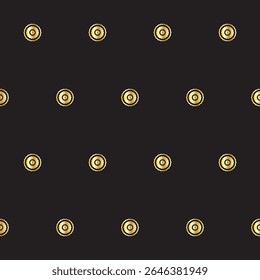 Gold Ring Round Shape Seamless Pattern. Vintage Golden Gradient Textile Texture Circle Geometric Shape. Retro Style Fabric Decor Element Contour Outline. Goldy Frame Button Shape Symbol