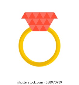 Gold ring with ruby Ã¢??Ã¢??isolated. Jewelry on white background
