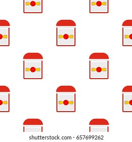 Gold ring with ruby in a red velvet box pattern seamless background in flat style repeat vector illustration