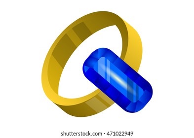 gold ring with sapphire
