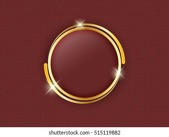 Gold ring with space for text in the middle of a red background.