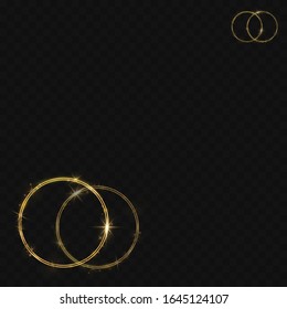 Gold ring. Vector luxury sparkling frame. Christmas decoration.