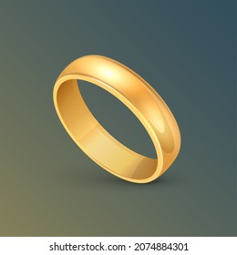 Gold ring vector wedding metal icon. Golden ring isolated fiancee one single jewelry icon