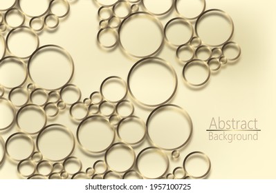 gold rings, bulbs with shadow. modern light background. banner for the cover of a magazine or newspaper.