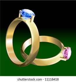 Gold rings with diamonds