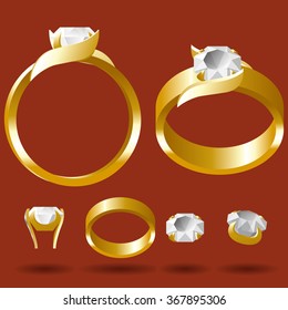 Gold rings with a diamonds