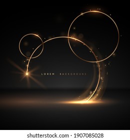 Gold rings with glow and sparks effect