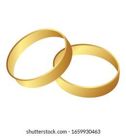 Gold rings icon. Cartoon of gold rings vector icon for web design isolated on white background