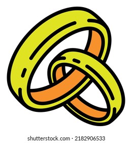Gold klingelt Symbol Umrandungsvektor. Hochzeitsring. Juwel-Geschenk