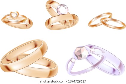 Gold rings isolated on white background