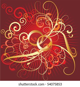 gold rings on red