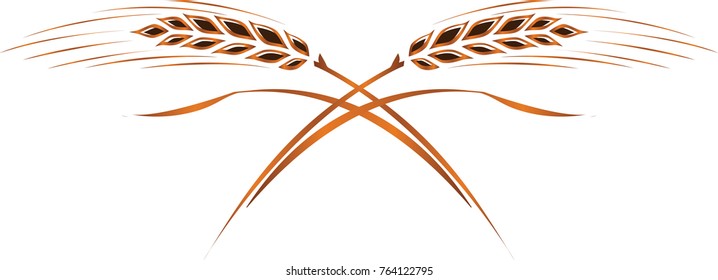 Gold ripe wheat ears, vector. Can be used as frame, corner or border design element, logo template. 
