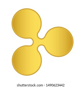 Gold Ripple coin icon. golden Cryptocurrency coin money. blockchain  symbol. Internet money