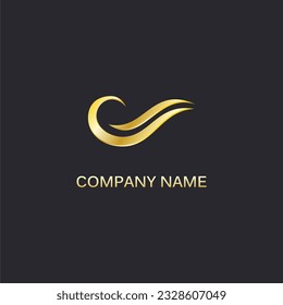 Gold river abstract wave logo vector image
