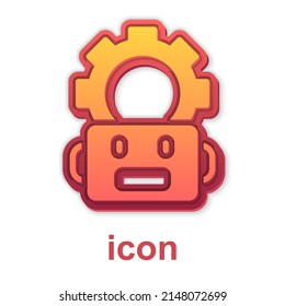 Gold Robot setting icon isolated on white background. Artificial intelligence, machine learning, cloud computing. Vector