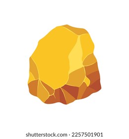 Gold rock boulder. Natural shape golden stone. vector illustration.