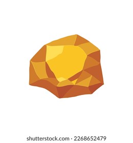 Gold rock boulder. Natural shape golden stone. vector illustration.