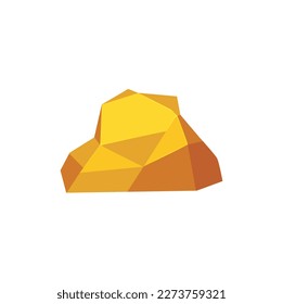 Gold rock boulder. Natural shape golden stone. vector illustration