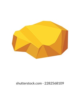 Gold rock boulder. Natural shape golden stone. vector illustration.