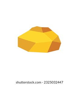 Gold rock boulder. Natural shape golden stone. vector illustration.