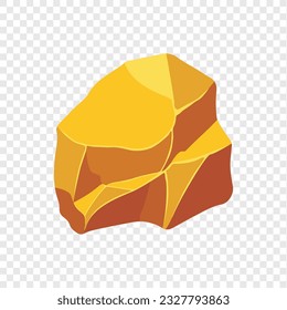 Gold rock boulder. Natural shape golden stone. vector illustration.