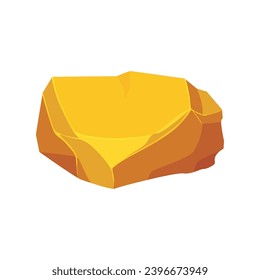 Gold rock boulder. Natural shape golden stone. vector illustration.