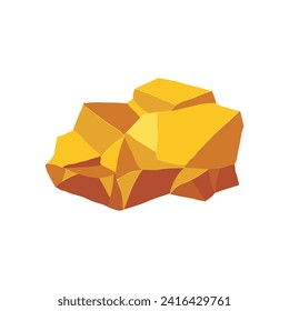 Gold rock boulder. Natural shape golden stone. vector illustration.
