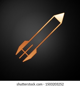 Gold Rocket icon isolated on black background.  Vector Illustration