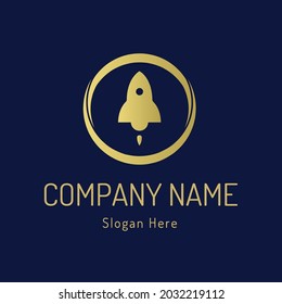 Gold rocket launch for logo company