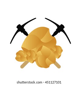 Gold rocks with two pick axe