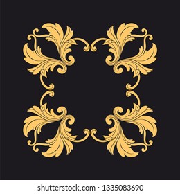 Gold rococo ornament. Retro baroque decoration element with flourishes calligraphic. You can use for wedding decoration of greeting card and laser cutting 