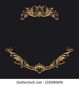 Gold rococo ornament. Retro baroque decoration element with flourishes calligraphic. You can use for wedding decoration of greeting card and laser cutting 