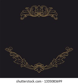 Gold rococo ornament. Retro baroque decoration element with flourishes calligraphic. You can use for wedding decoration of greeting card and laser cutting 