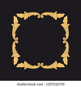 Gold rococo ornament. Retro baroque decoration element with flourishes calligraphic. You can use for wedding decoration of greeting card and laser cutting