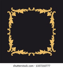 Gold rococo ornament. Retro baroque decoration element with flourishes calligraphic. You can use for wedding decoration of greeting card and laser cutting