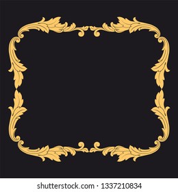 Gold rococo ornament. Retro baroque decoration element with flourishes calligraphic. You can use for wedding decoration of greeting card and laser cutting