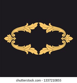 Gold rococo ornament. Retro baroque decoration element with flourishes calligraphic. You can use for wedding decoration of greeting card and laser cutting