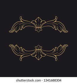 Gold rococo ornament. Retro baroque decoration element with flourishes calligraphic. You can use for wedding decoration of greeting card and laser cutting