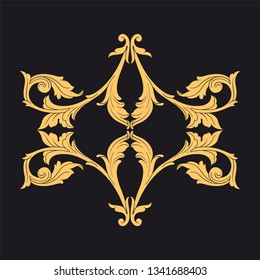 Gold rococo ornament. Retro baroque decoration element with flourishes calligraphic. You can use for wedding decoration of greeting card and laser cutting