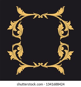 Gold rococo ornament. Retro baroque decoration element with flourishes calligraphic. You can use for wedding decoration of greeting card and laser cutting