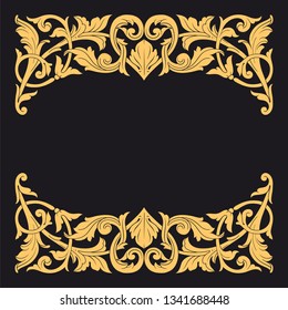 Gold rococo ornament. Retro baroque decoration element with flourishes calligraphic. You can use for wedding decoration of greeting card and laser cutting