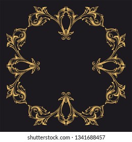 Gold rococo ornament. Retro baroque decoration element with flourishes calligraphic. You can use for wedding decoration of greeting card and laser cutting