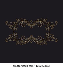 Gold rococo ornament. Retro baroque decoration element with flourishes calligraphic. You can use for wedding decoration of greeting card and laser cutting