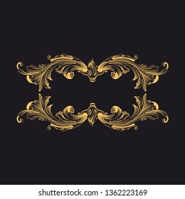 Gold rococo ornament. Retro baroque decoration element with flourishes calligraphic. You can use for wedding decoration of greeting card and laser cutting