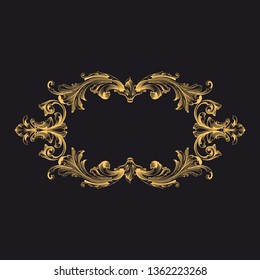 Gold rococo ornament. Retro baroque decoration element with flourishes calligraphic. You can use for wedding decoration of greeting card and laser cutting