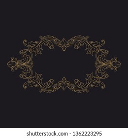 Gold rococo ornament. Retro baroque decoration element with flourishes calligraphic. You can use for wedding decoration of greeting card and laser cutting