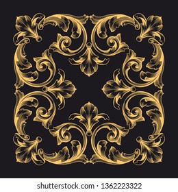 Gold rococo ornament. Retro baroque decoration element with flourishes calligraphic. You can use for wedding decoration of greeting card and laser cutting