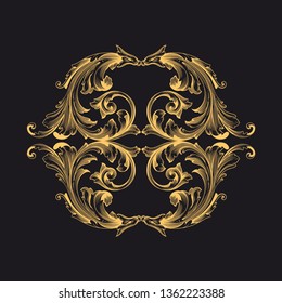 Gold rococo ornament. Retro baroque decoration element with flourishes calligraphic. You can use for wedding decoration of greeting card and laser cutting