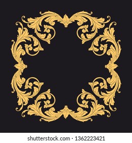 Gold rococo ornament. Retro baroque decoration element with flourishes calligraphic. You can use for wedding decoration of greeting card and laser cutting