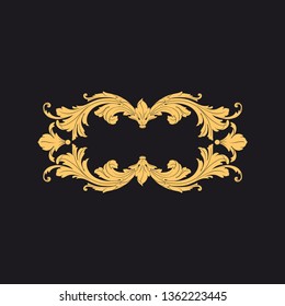 Gold rococo ornament. Retro baroque decoration element with flourishes calligraphic. You can use for wedding decoration of greeting card and laser cutting